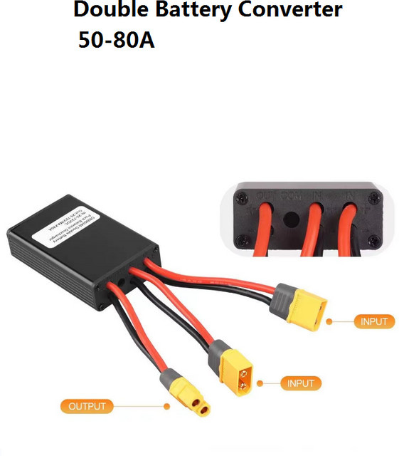 Dualer Akku-Schalter für E-Bike in Schwarz zur Erhöhung der Kapazität durch parallele Batterien, 12 V-72 V, 50 A / 60 A / 80 A mit doppeltem Batterieanschluss - Bild 1