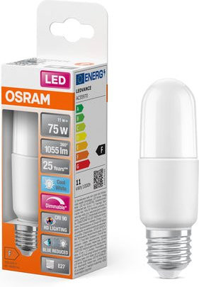 Osram LED Superstar PCR Classic Stick Dim LED-Lampe, E27, 11 W, 1050 lm, Kaltweiß 6500 K, Dimmbar, Matt - Bild 1