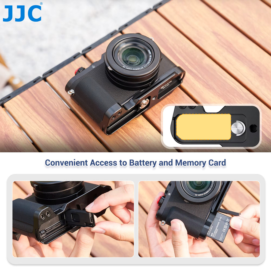 JJC Metall-Handgriff in Schwarz für Leica D-Lux 8 mit Arca Swiss Schnellverschluss und L-Halterung - Bild 3