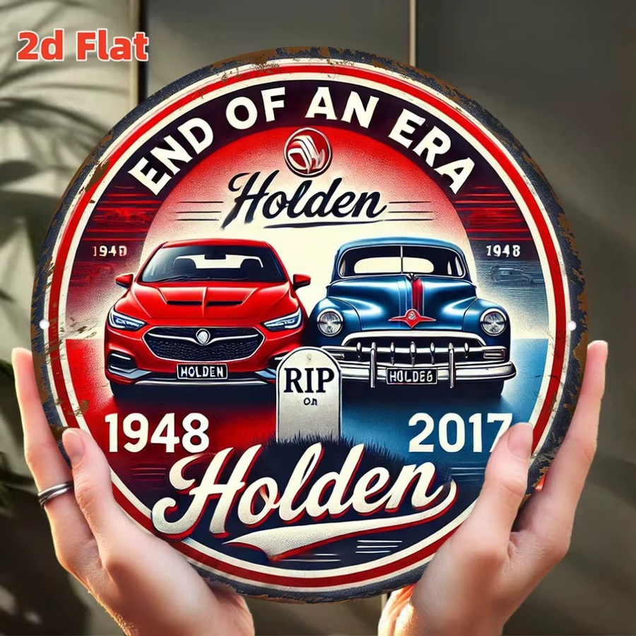 HELLOYOUNG Holden Car Memorial Badge End of an Era Vintage Auto Art, rund, Metall, mehrfarbig, Durchmesser: 20 cm - Bild 3