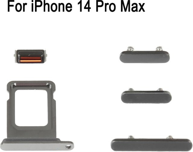 Ersatzset für iPhone 14 Pro Max mit SIM-Kartenfach, Lautstärkeregler, Netzschalter, Stummschalter und Vibrationsschalter in Lila - Bild 1
