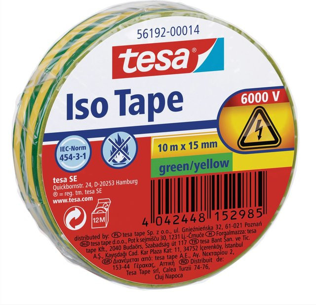 Tesa Iso Tape Gelb-Grün Breite: 15 mm, Länge: 10 m - Bild 1