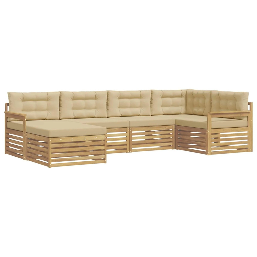 vidaXL Outdoor-Sofagarnitur mit Kissen aus Polyester in Weiß und Beige, 6-teilig - Bild 2