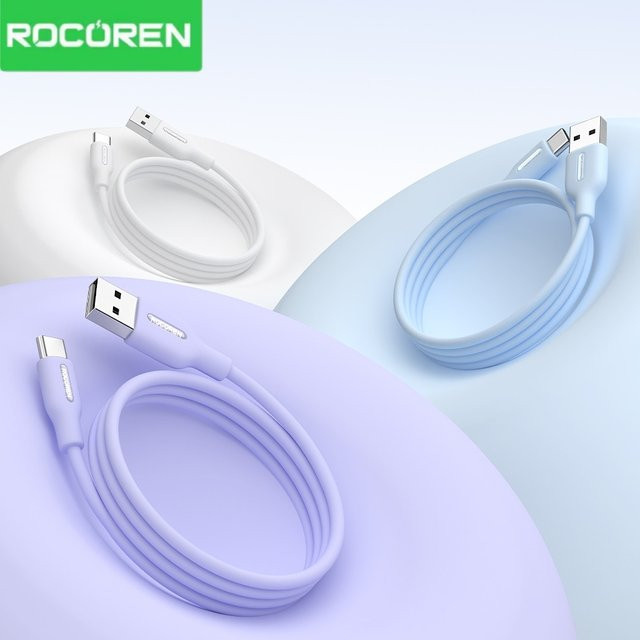 Rocoren USB Typ C Datenkabel 3A Schnellladekabel in Blau für iPhone 15 Samsung Galaxy S24 und Xiaomi QC 3.0 - Bild 1