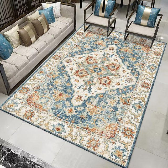 Boho Ethno Stil Druckteppich aus Crystal Velvet, maschinenwaschbar, B/T: 140 x 200 cm - Bild 1