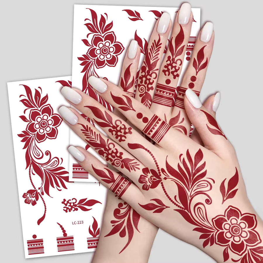 ROCOOART Nagel-Tattoo-Aufkleber, Henna-Blumenmuster, Unisex - Bild 2