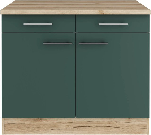 OPTIFIT Savona405 Küchen-Unterschrank in Steingrün, Breite: 100 cm, melaminbeschichtete Qualitätsspanplatte in mattem Design - Bild 1