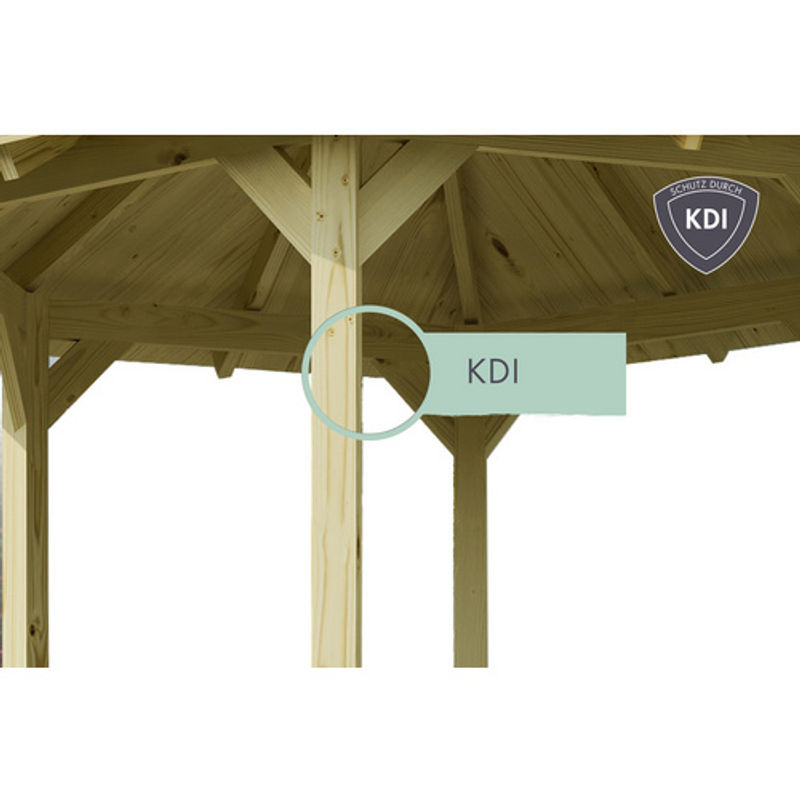 KARIBU Pavillon Carport aus Holz in Natur und Grün, B/T: 706,5 x 359 cm - Bild 2
