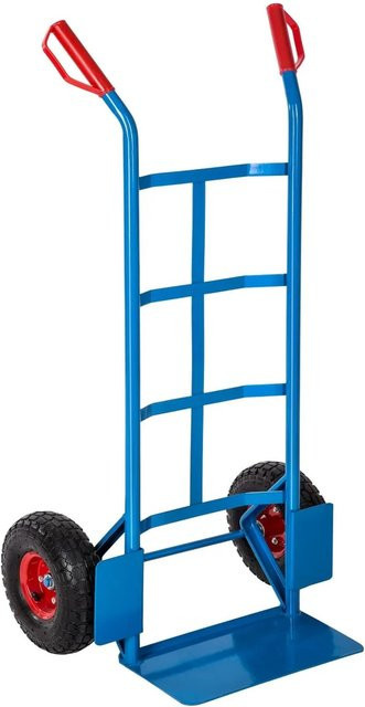 tectake Sackkarre mit Stahlrahmen und Luftbereifung in Blau, B/T/H: 55 x 44 x 119 cm - Bild 1