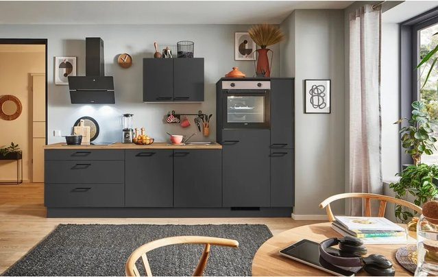 pino Küchenzeile Grafit mit Seitenschrank und Geräteplatz, Breite: 280 cm, Höhe: 174 cm, Tiefe: 60 cm - Bild 1