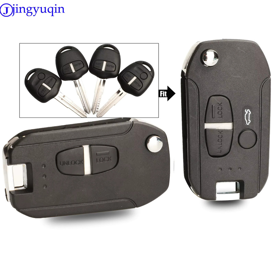Jingyuqin Modifizierte Auto Schlüssel Hülle für Mitsubishi Lancer Evo Colt Outlander Mirage Keyless mit rechter Klinge in Schwarz - Bild 2