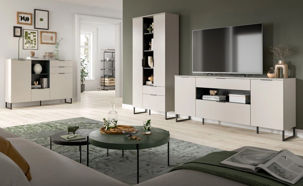 Stauraumschrank Morena von Inn.Furn in Kaschmir und Schwarz mit Soft-Close-Türen, Breite: 90 cm, Tiefe: 37 cm, Höhe: 192 cm - Bild 6