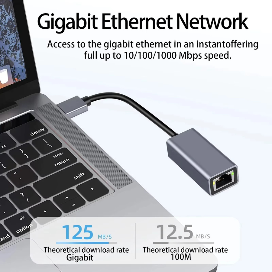 kebidumei USB-C auf RJ45 Ethernet-Adapter 1000Mbps Gigabit LAN-Netzwerkkarte für MacBook und iPad - Bild 3
