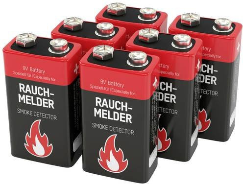 Ansmann 9V Block-Batterie Alkali-Mangan für Rauchmelder, 6er Pack - Bild 1