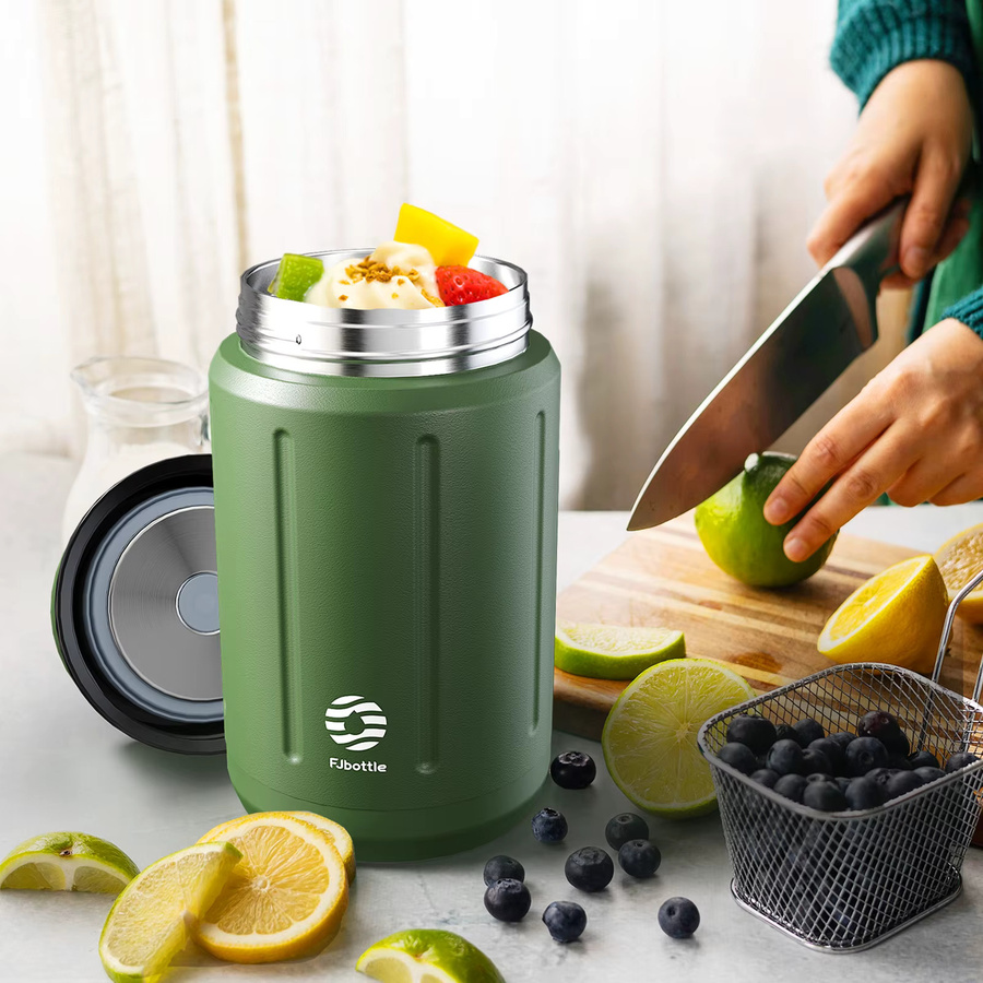 FEIJIAN Thermo-Lunchbox aus Edelstahl mit Tasche und Besteck, 1000 ml, Blau oder Grün - Bild 3