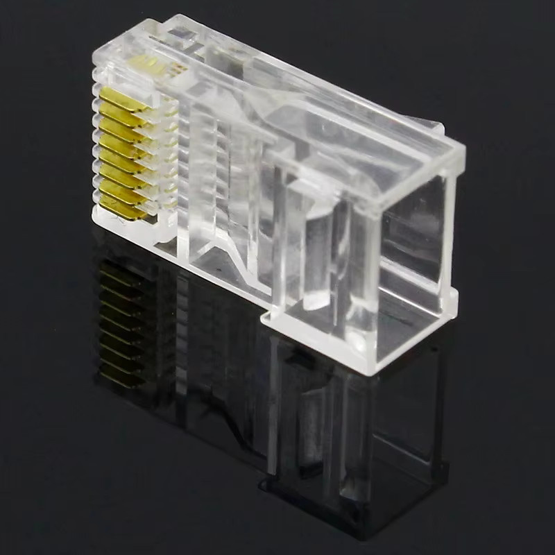 ELECAPITAL 100 Stück RJ45 CAT5 CAT5E Netzwerkstecker modular vergoldet transparent - Bild 2