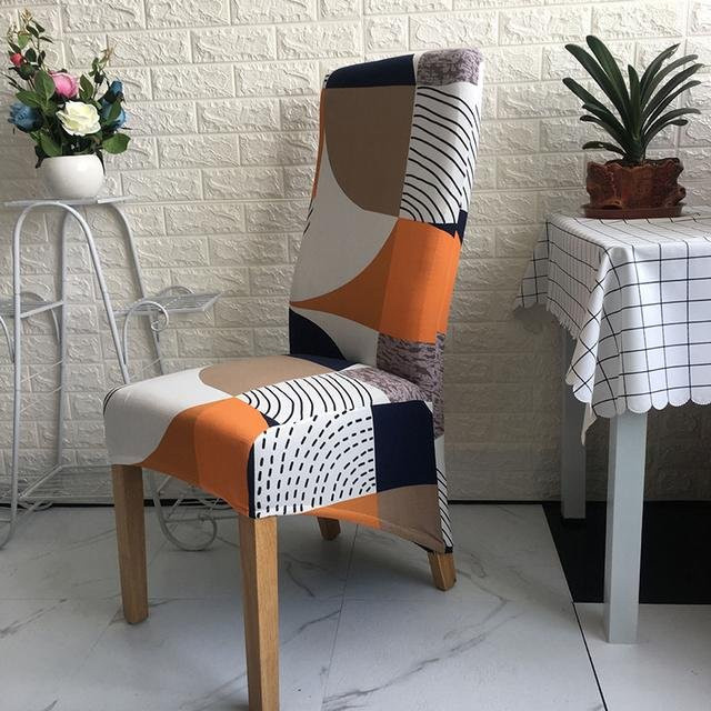 Stuhlhusse mit hoher Rückenlehne aus Jacquard-Maisflanell, elastisch, Mehrfarbig - Bild 1