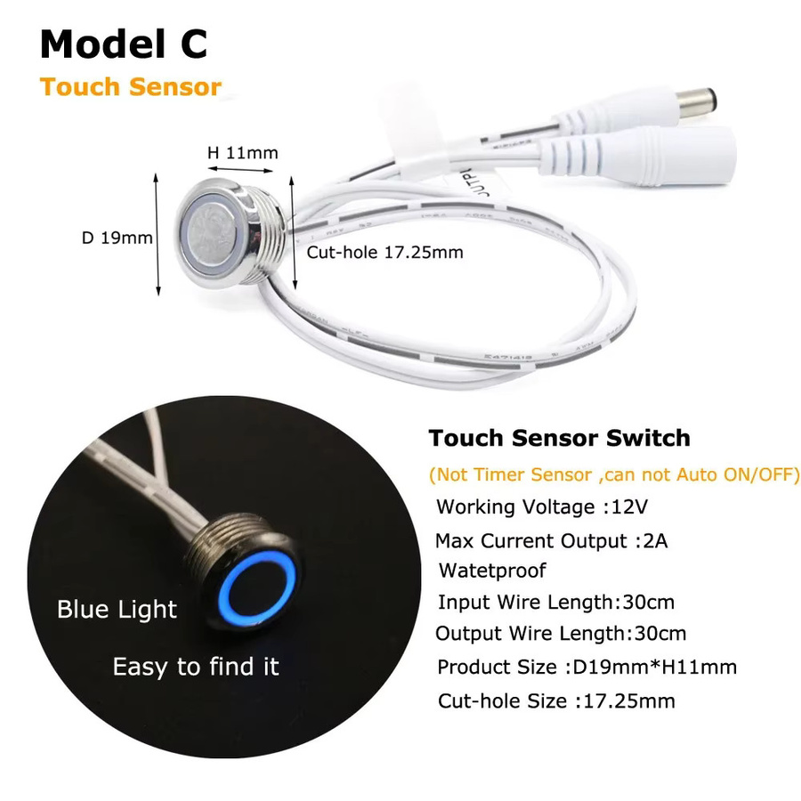 MJJC Bewegungsmelder mit Touch-Sensor für LED-Streifen, 12V DC, Infrarot PIR Sensor, Schwarz oder Weiß - Bild 2