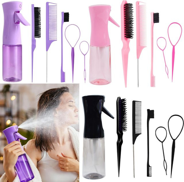 6-teiliges Haarstyling-Kamm-Set mit Sprühflasche und Bürsten, Damen - Bild 1