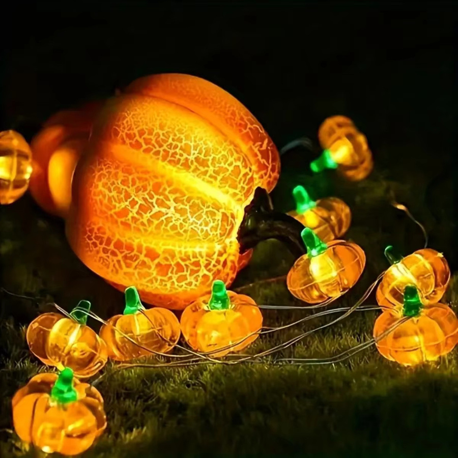 Peach Forest Halloween Kürbis LED Lichterkette mit 30 LEDs aus Kupferdraht, Orange, Batteriebetrieben, Länge: 3 m - Bild 2