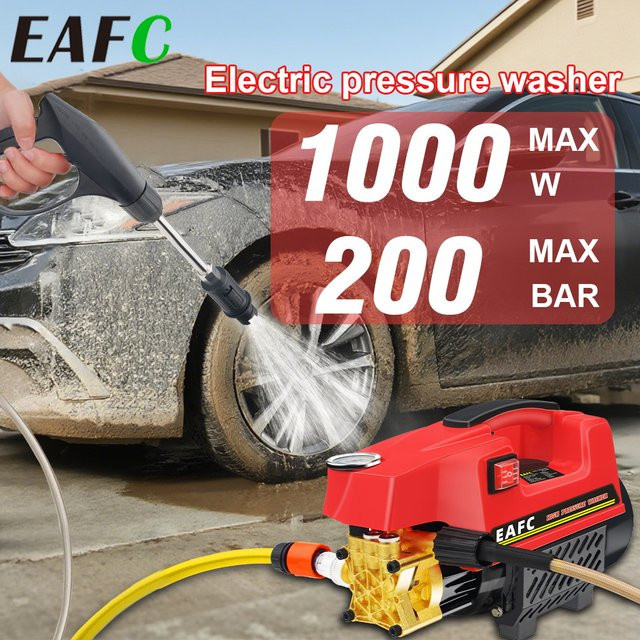 EAFC Hochdruckreiniger 200Bar Autowaschmaschine 1000W mit Wasserpistole in Rot - Bild 1