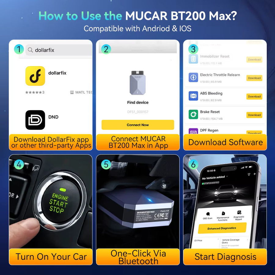 MUCAR BT200 MAX AI OBD2 Scanner Vollsystem-Autodiagnosegerät mit bidirektionaler Steuerung und 15 Resets - Bild 6