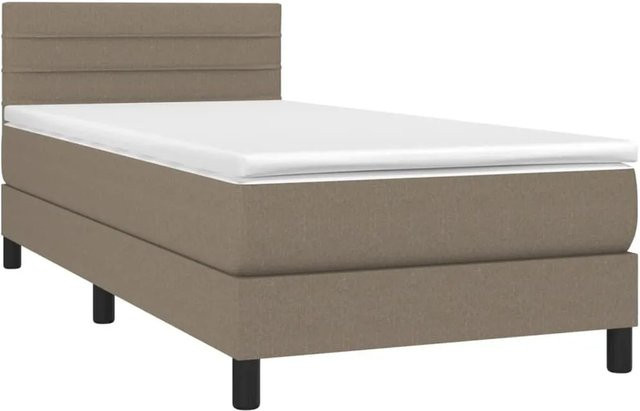 vidaXL Boxspringbett mit Matratze und LED in Taupe, Hybridbett mit USB-Ladeport und Taschenfederkern, B/T: 90 x 190 cm - Bild 1