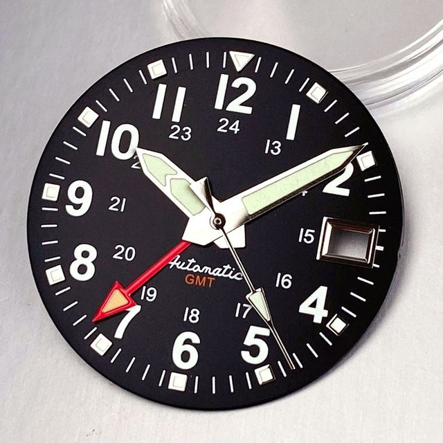 tandorio Uhrenzifferblatt GMT, Schwarz/Weiß, 29 mm, Herren, Automatikwerk - Bild 1