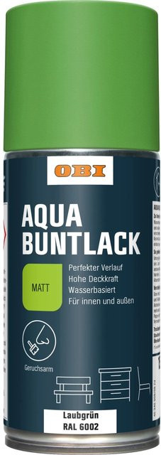 OBI Buntlack Spray RAL 6002 Laubgrün matt, wasserbasiert, 150 ml - Bild 1