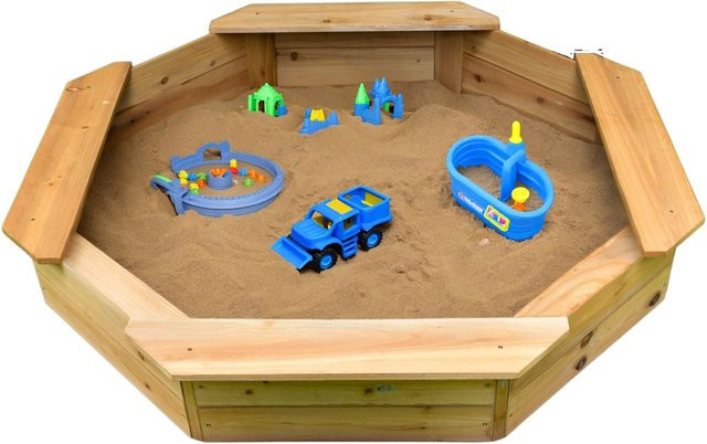 Coemo Sandkasten Sally aus Holz, 6-eckig, inklusive Bodenplane, B/T/H: 135 x 135 x 20 cm - Bild 1