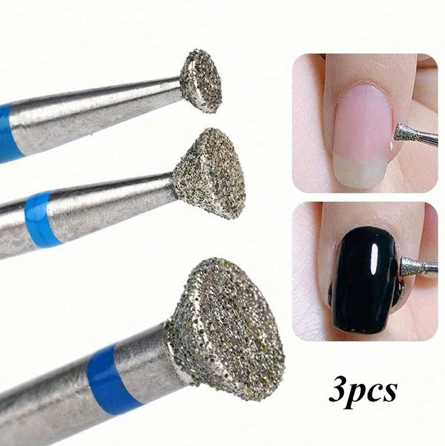 NotNoot 3-teiliges Diamant-Nagelhaut-Nagelbohrer-Set, Flammenform, 3/32 Schaft, fein & mittel - Bild 1