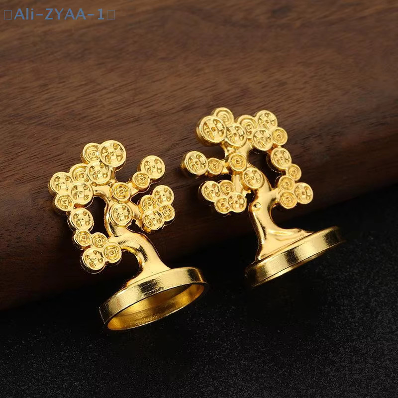 ZYAA-1 Feng Shui Glücksbringer Baum Set aus Metall in Gold für Desktop und Auto als dekoratives Ornament - Bild 2