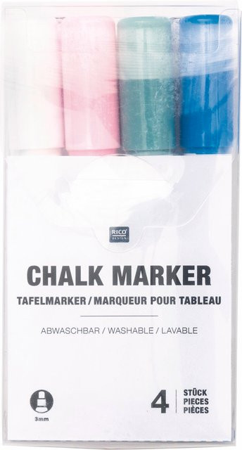 Rico Design Flüssigkreide Set Pastell in Mehrfarbig mit 4 Farben und 3mm Strichstärke auf Wasserbasis - Bild 1