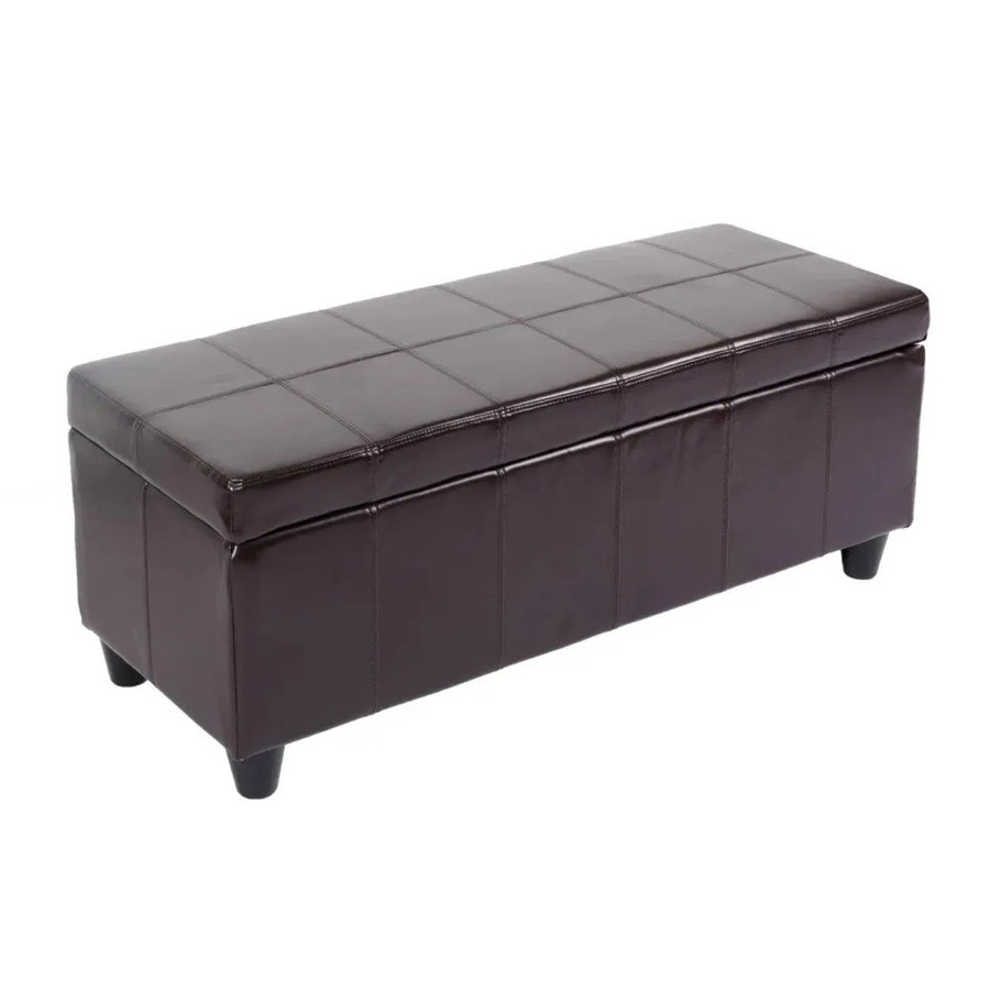MCW Aufbewahrungstruhe Sitzbank Arezzo aus Leder und Kunstleder in Braun, B/T/H: 112 x 45 x 45 cm - Bild 3