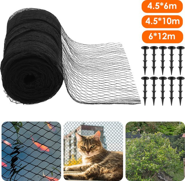 Elastisches Teichnetz aus PE als schwarze Abdeckung und Sicherheitsnetz zum Schutz vor Katzen und Hunden - Bild 1