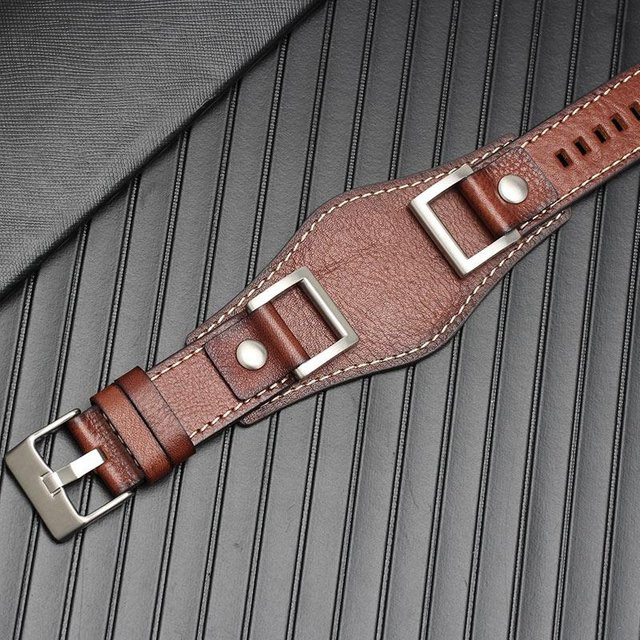 Fossil Uhrenarmband Leder, Vintage, Herren, 24mm, Braun Schwarz - Bild 1