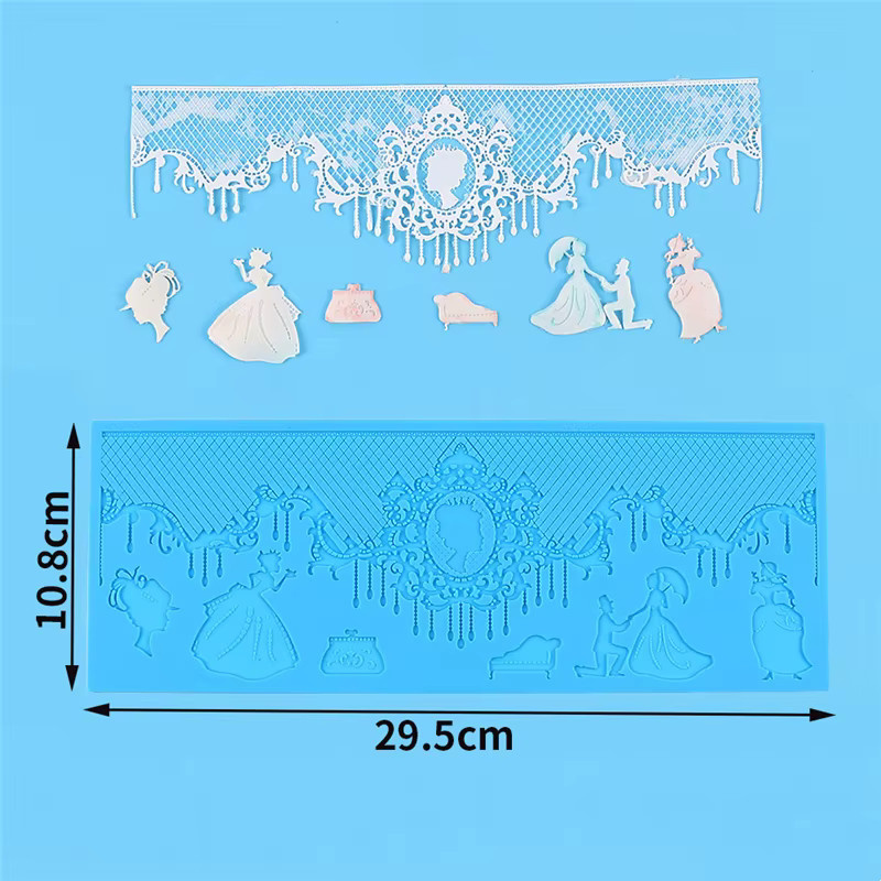 Aomily Silikon Backmatte mit Blumen-Spitzen-Formen für Kuchen und Fondant-Dekorationen - Bild 2