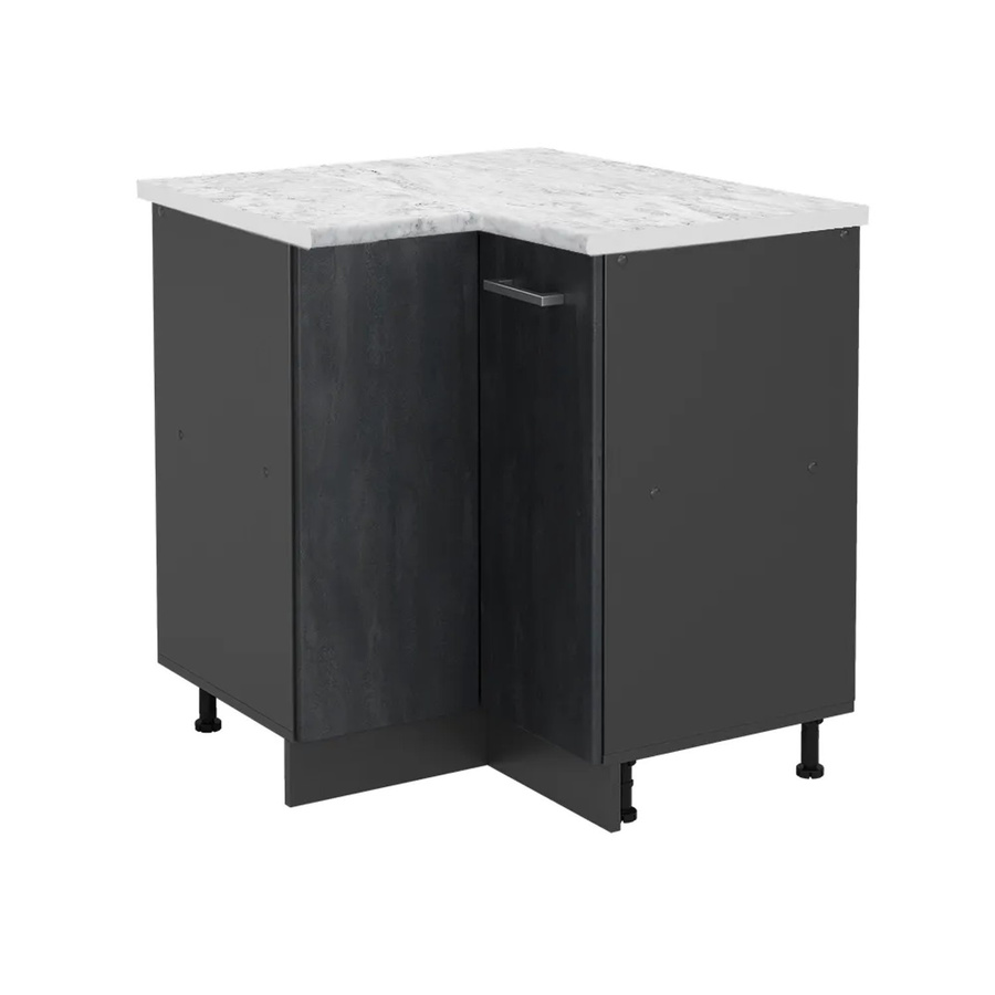 Vicco Eckunterschrank R-Line Schwarz Beton Anthrazit Marmor Optik - Bild 2