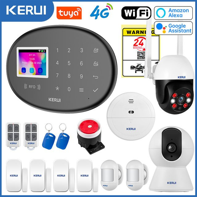 KERUI W204 Tuya Smart Sicherheit Alarm System mit WiFi und 4G GSM, drahtlose Sirene sowie Bewegungsmelder und Sensor Kamera - Bild 1