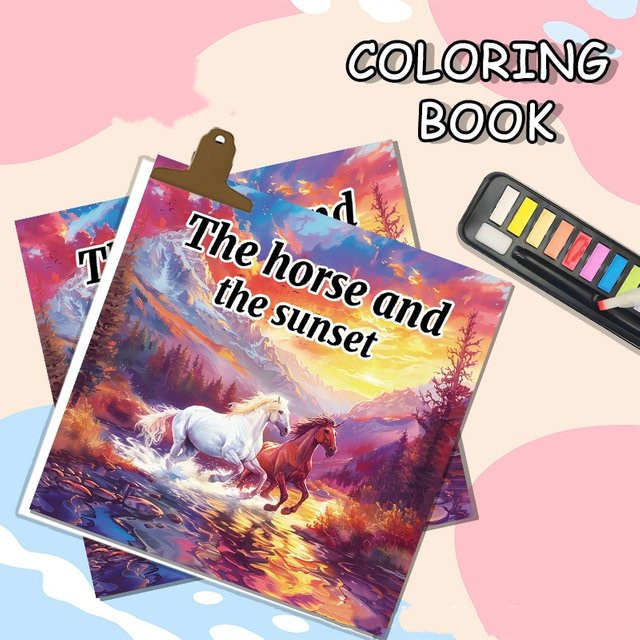 Bview Art Magical World of Horses Malbuch, 20 Seiten, für Erwachsene - Bild 1