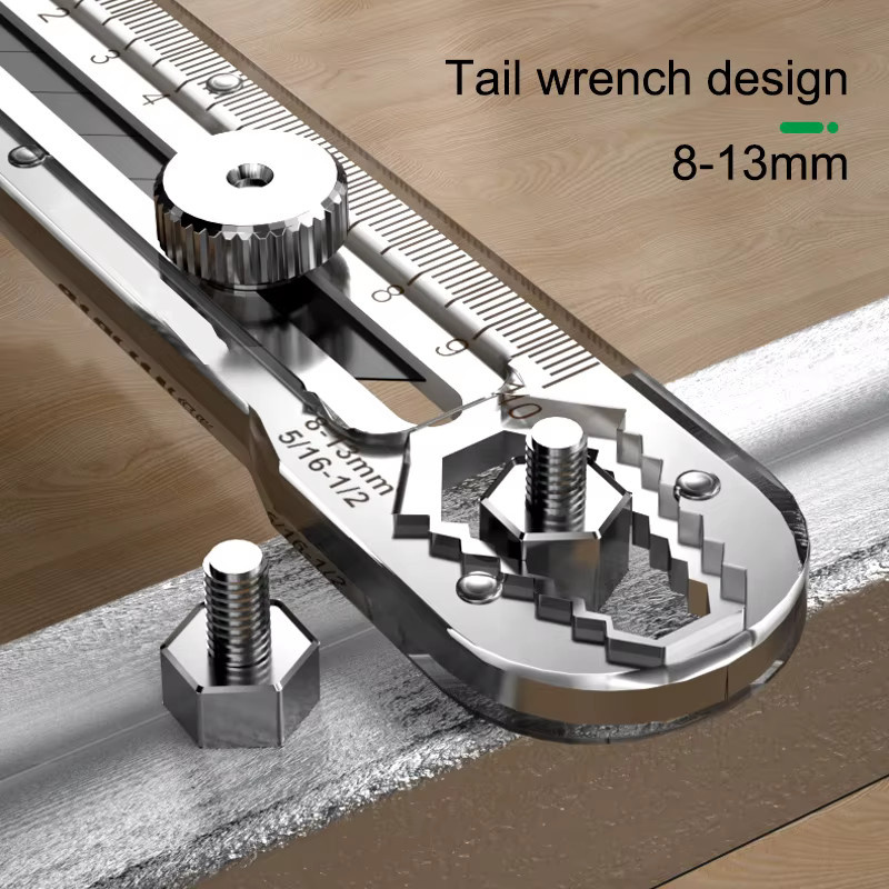 AXE SHAN 8-in-1 Multifunktionsmesser aus Edelstahl in Silber mit 9mm Abbrechklinge und Sechskantschlüssel - Bild 2