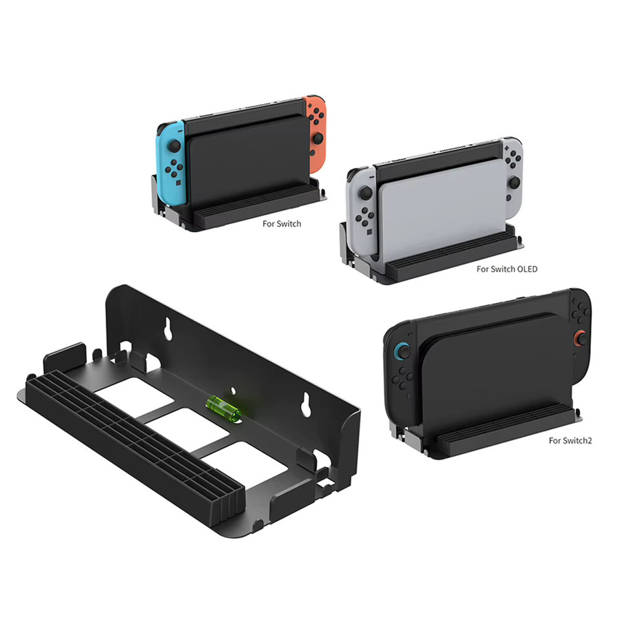 ALLOYSEED Wandmontierter Hostständer in Schwarz mit Controller-Haken für Nintendo Switch, Switch OLED und Switch 2 als Konsolen-Aufbewahrungsregal und Organizer - Bild 4