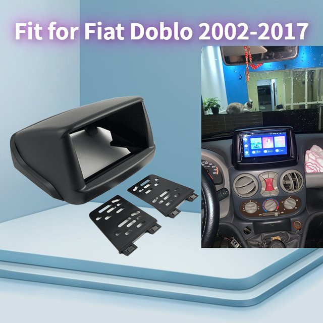 Auto Radio Faszie für Fiat Doblo 2016-2018, 2 DIN 7 Zoll Panel Rahmen für Autoradio Navigation und DVD Audio Player, Schwarz - Bild 1