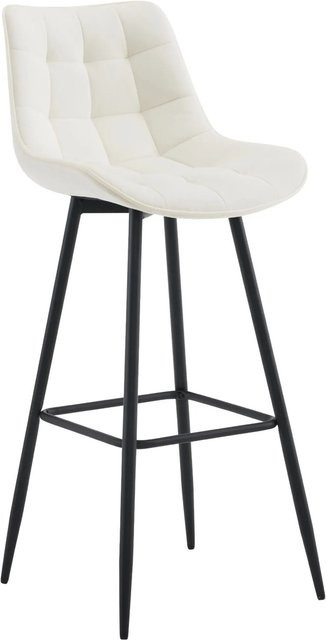 DELUKE Barhocker SYDNEY mit Lehne aus Samt in Creme mit modernem Design - Bild 1