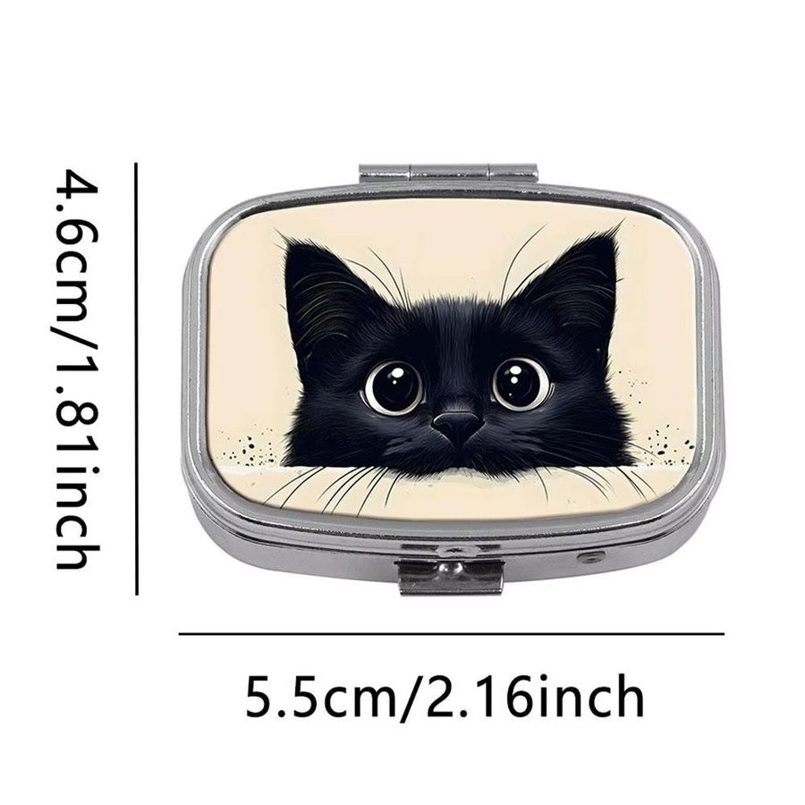 jaysuing Pillendose, Schwarzes Katzen-Design, 2-Fach, Unisex, Schwarz - Bild 6