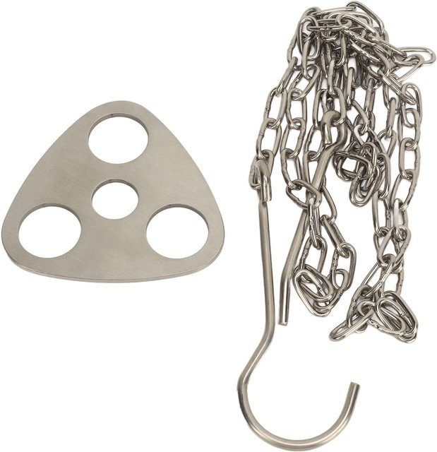 Igeteck Camping Dreibein Brett Set aus Edelstahl in Silber mit Haken und Aufbewahrungstasche für Outdoor und Lagerfeuer Grillen - Bild 1