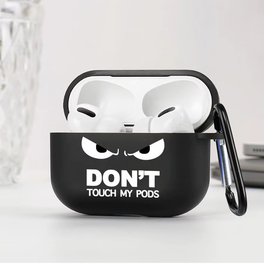 Schutzhülle für Apple AirPods 4, 3, Pro 2, Pro 3, 1, 2 in Schwarz mit kreativem Gesicht-Design - Bild 3