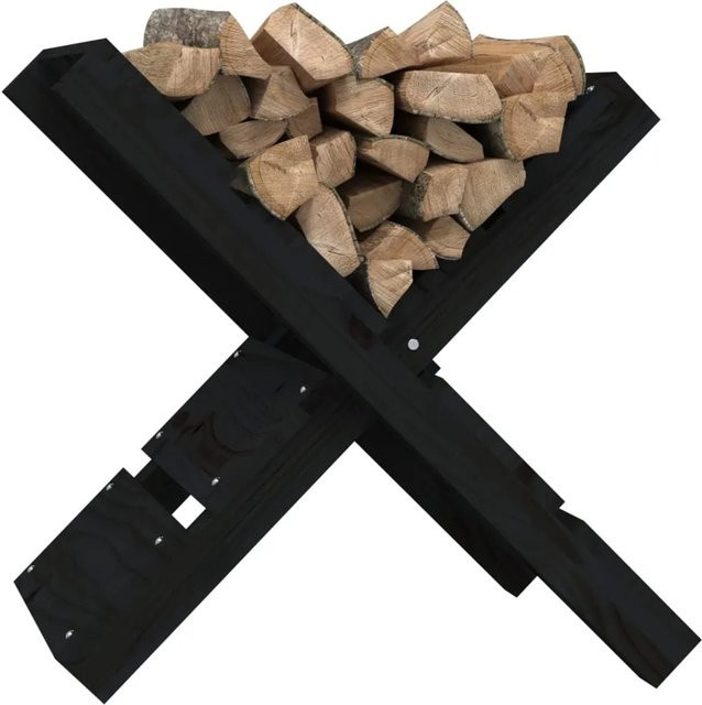 vidaXL Kaminholzhalter aus Kiefer Massivholz in Schwarz, B/T/H: 47 x 39,5 x 48 cm - Bild 1