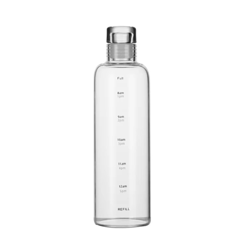 Transparente Kunststoff-Wasserflasche mit Zeitmarkierung und auslaufsicherem Schraubverschluss für Kinder, Schule und Sport - Bild 4