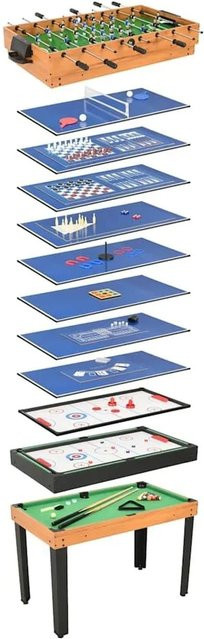 vidaXL 15-in-1 Multigame-Tisch in Ahorn mit MDF-Elementen, Farbe: Braun/Schwarz, B/T/H: 121 x 61 x 82 cm - Bild 1